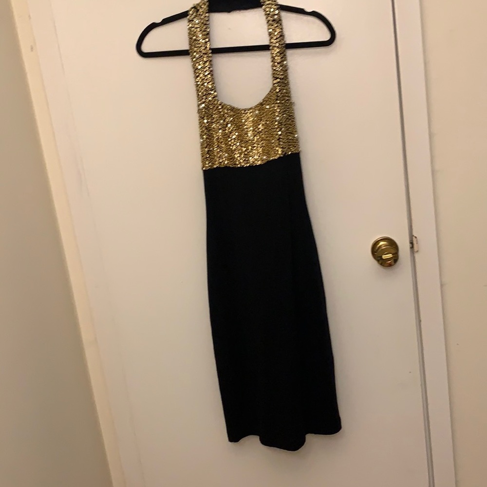 Gold and black 90s dress! Some sequins missing